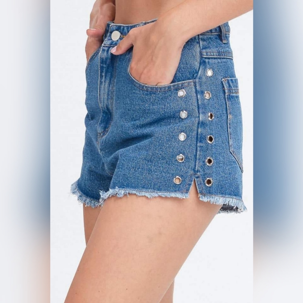 Studded Denim Jean Shorts